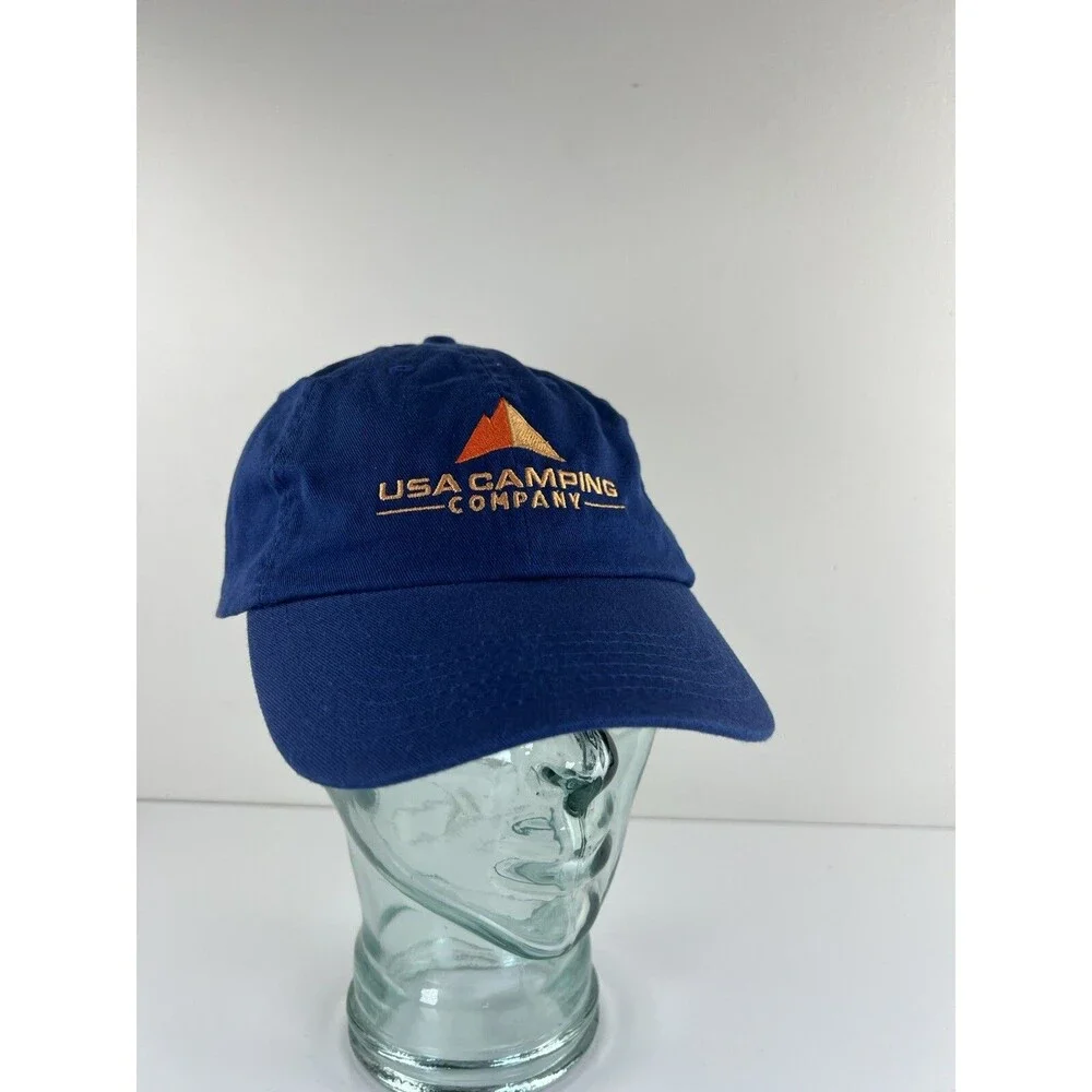 USA Camping Company Embroidered Baseball Hat Ball Cap Navy Blue Strapback